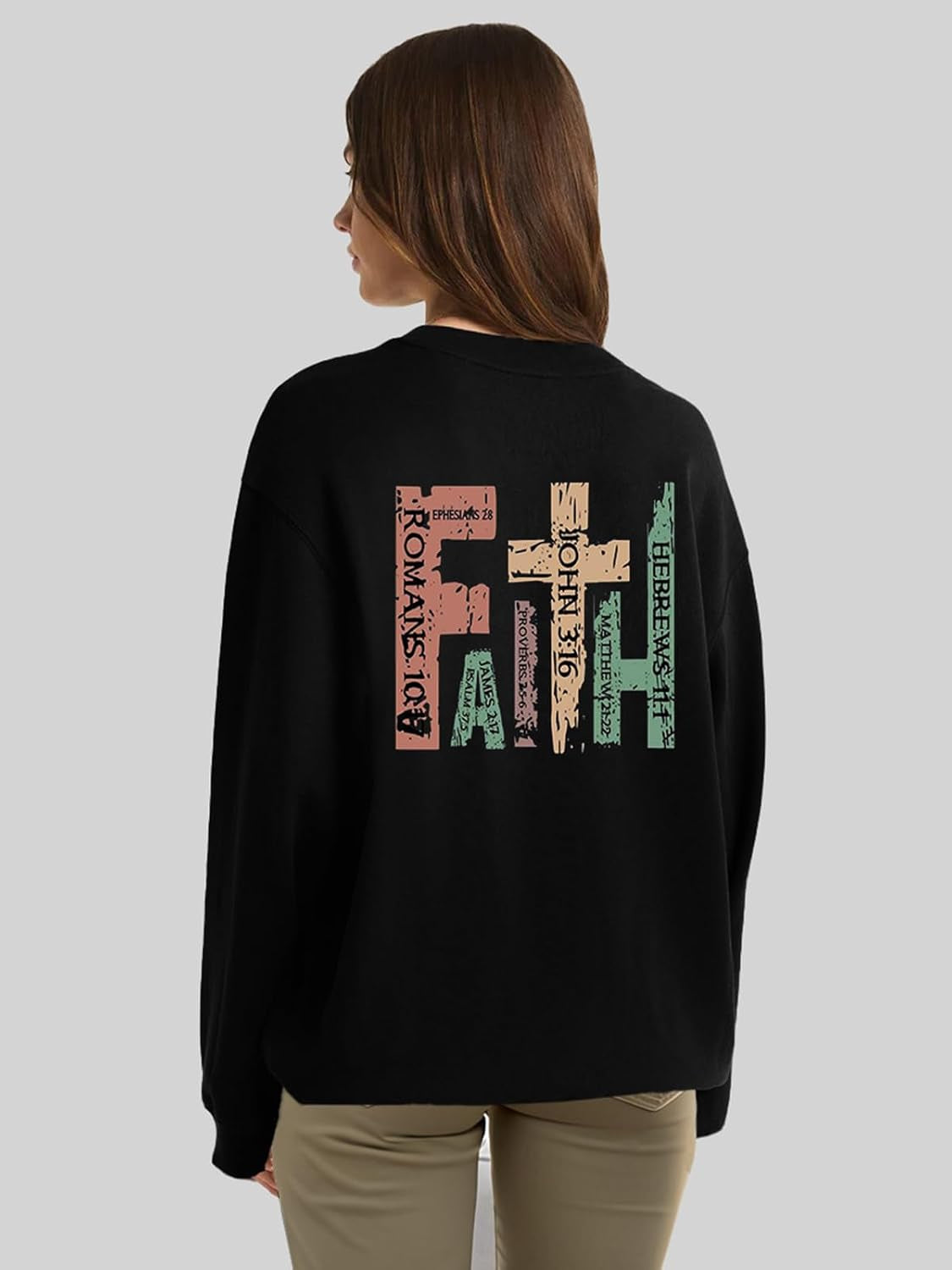 Christian Sweatshirts for Women Jesus Faith Pullover Long Sleeve