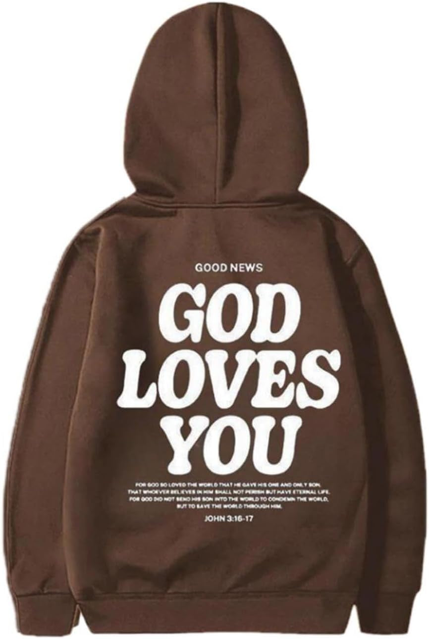 God Loves You Hoodie Christian Faith Bible Verse Religious Sweatshirt Cross Men Women Pullover Tops