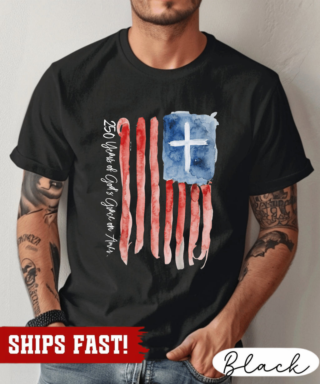 Christian Patriotic Shirt, 250 Years of Gods Grace Tee, USA 250Th Anniversary T-