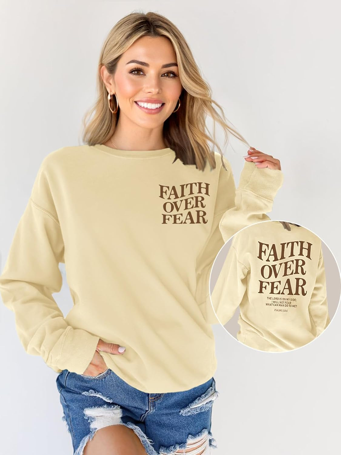 Christian Sweatshirts for Women Jesus Faith Pullover Long Sleeve