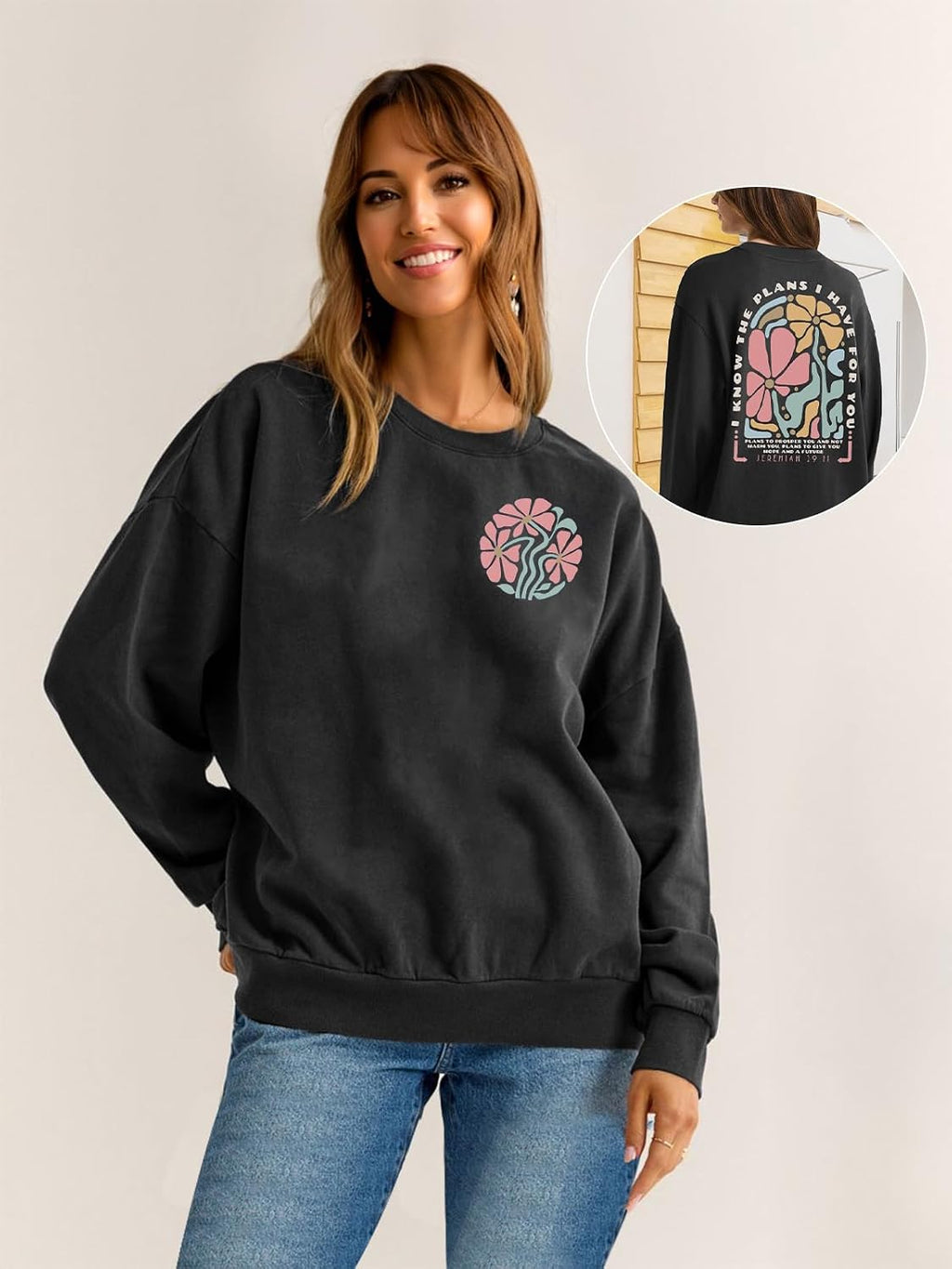 Christian Sweatshirts for Women Jesus Faith Pullover Long Sleeve