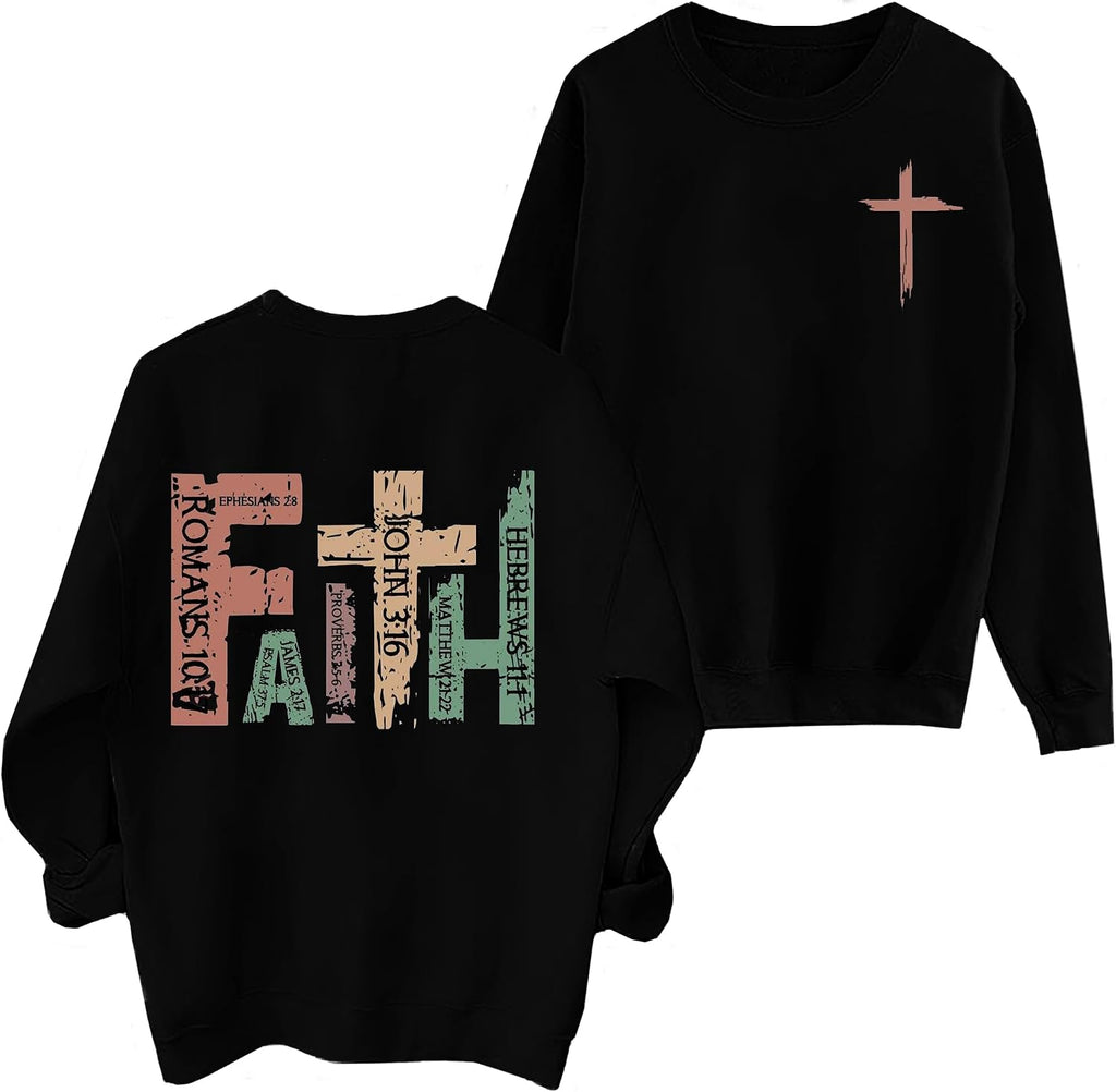 Christian Sweatshirts for Women Jesus Faith Pullover Long Sleeve