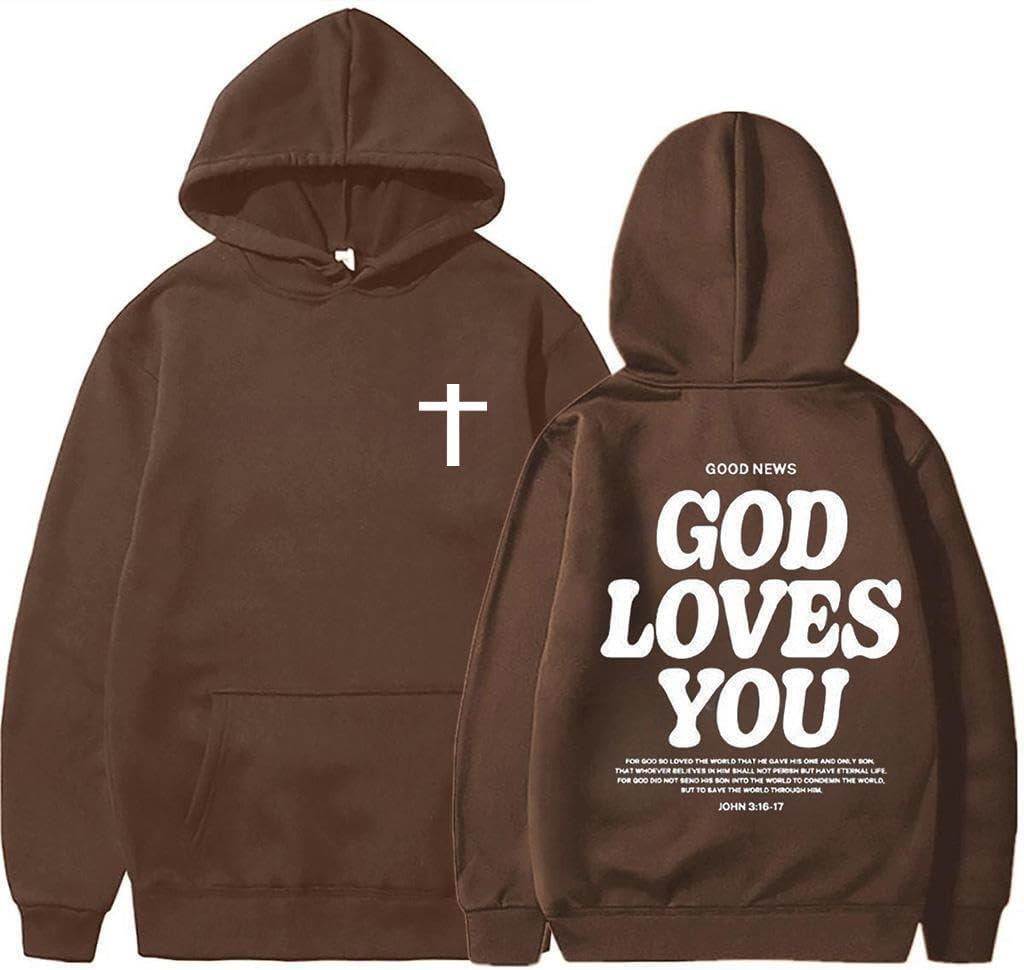 God Loves You Hoodie Christian Faith Bible Verse Religious Sweatshirt Cross Men Women Pullover Tops