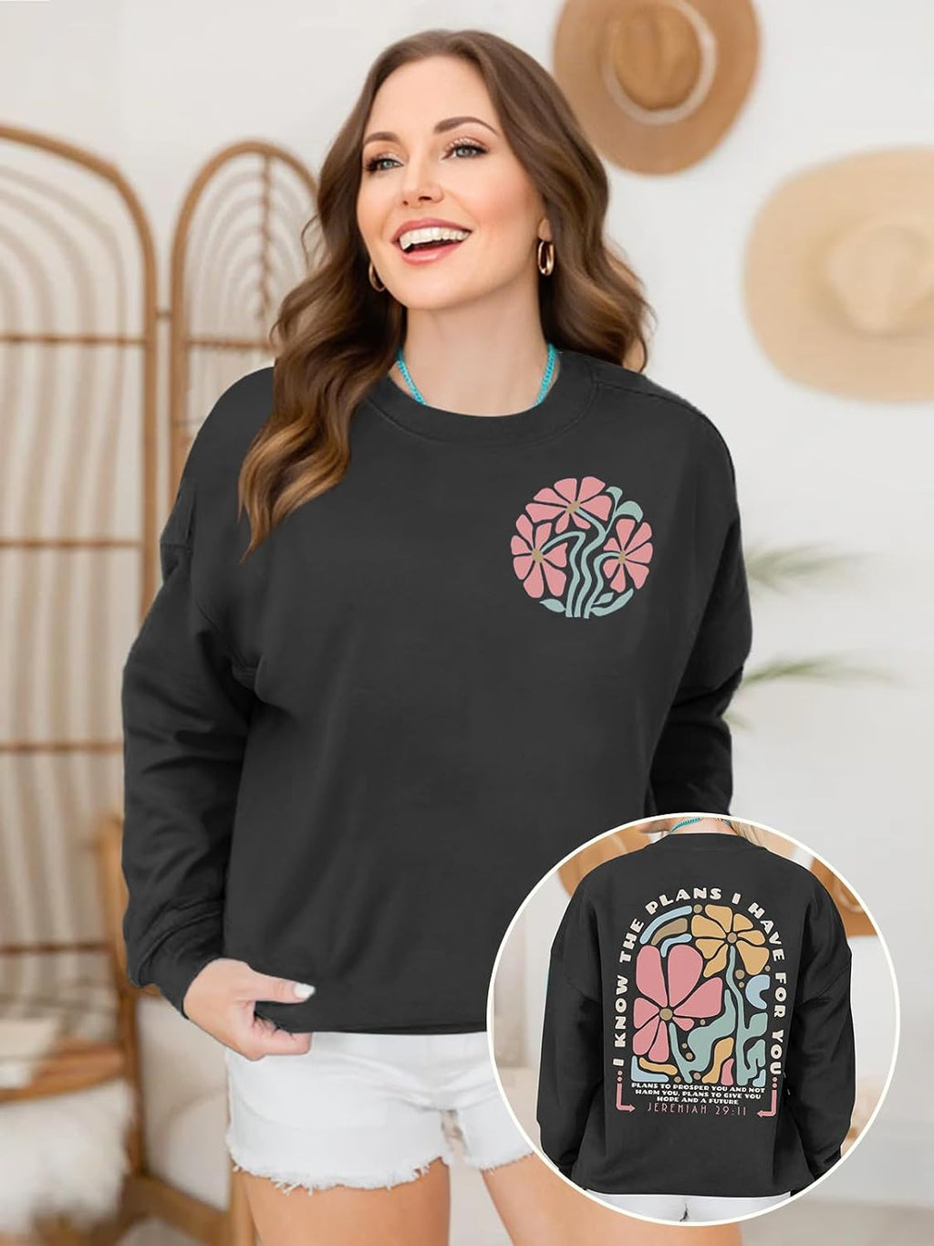 Christian Sweatshirts for Women Jesus Faith Pullover Long Sleeve