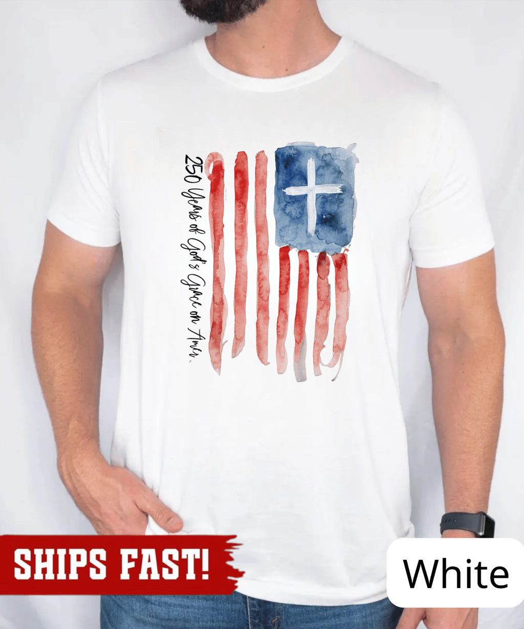 Christian Patriotic Shirt, 250 Years of Gods Grace Tee, USA 250Th Anniversary T-